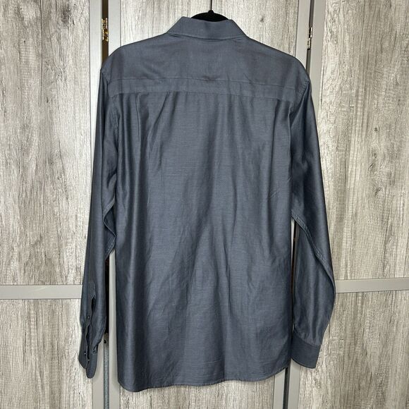 REISS Men’s Dress Shirt Button Up Gray Color Long Sleeves Dart Seams - Picture 7 of 7